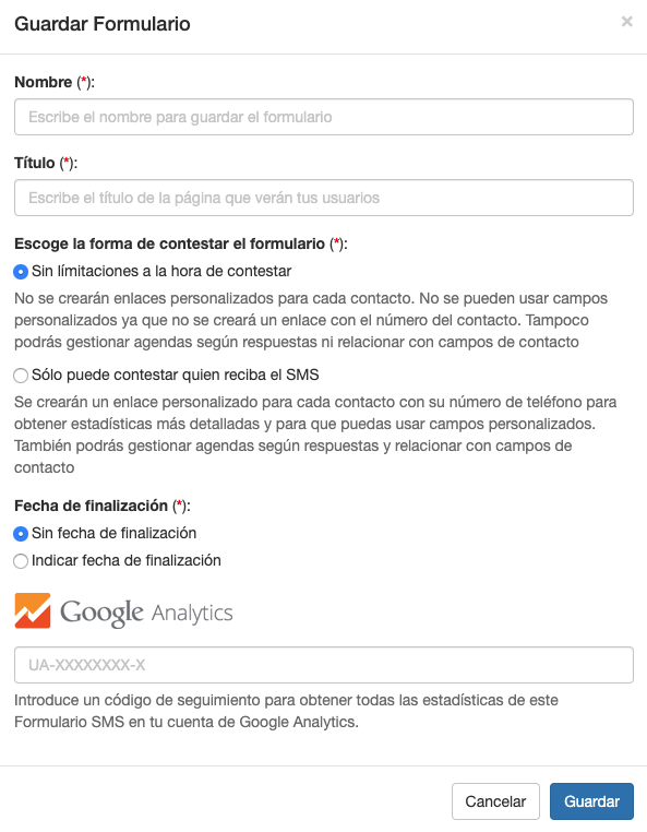 Recuerda poner el código de Google Analytics en tus Formularios - SMS Perception