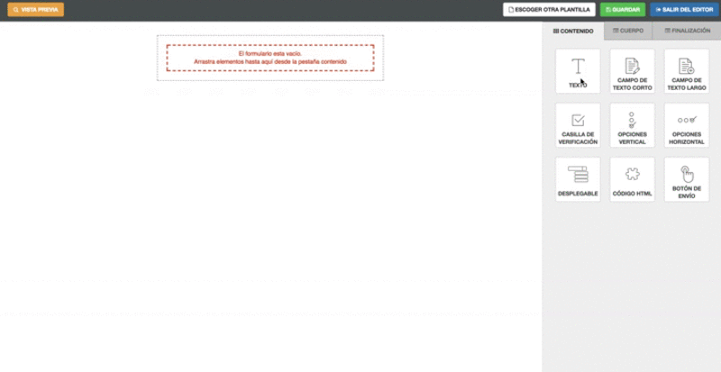 Añadir contenido Formularios- SMS Perception
