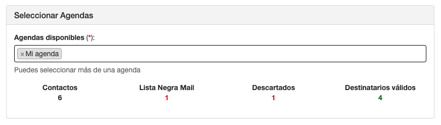 Escoge una o más agendas para realizar campañas de email marketing - SMS Perception