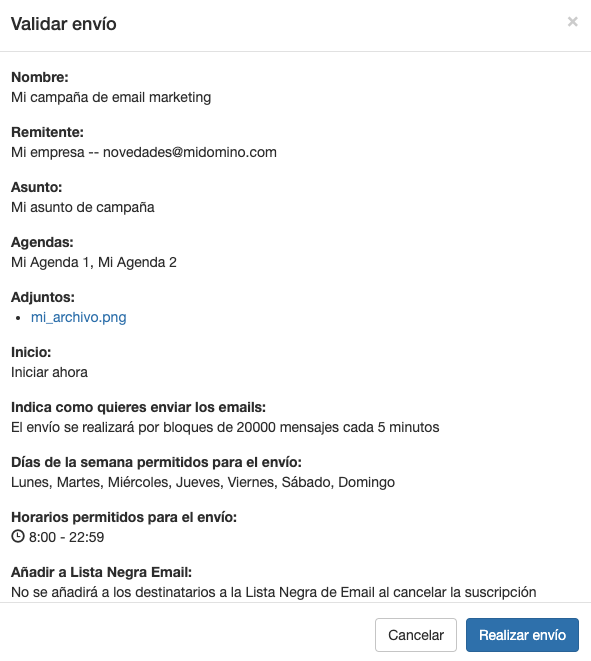Resumen del envío en tus campañas de email marketing - SMS Perception