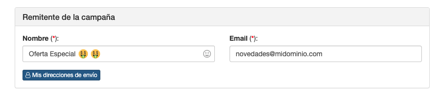 Cambiar el nombre de una dirección de envío en una campaña - SMS Perception